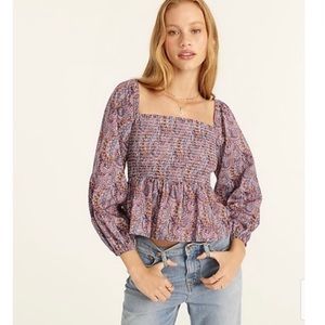 NWOT J. Crew Liberty Fabric Tropical Paisley Prince Long Sleeve Top Size Small